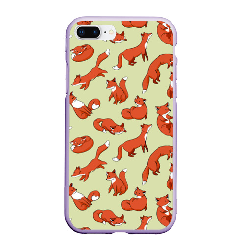 Чехол для iPhone 7Plus/8 Plus матовый Осенние лисички, цвет светло-сиреневый