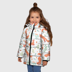 Зимняя куртка для девочек 3D Акварельные лисички - фото 2