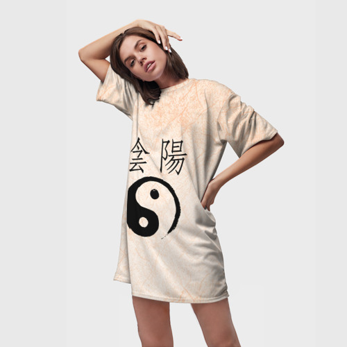Платье-футболка 3D Инь и Янь, цвет 3D печать - фото 3