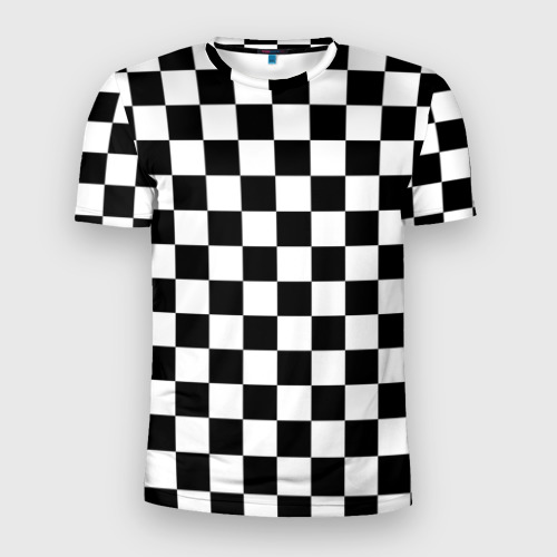Мужская футболка 3D Slim с принтом Шахматка, вид спереди #2
