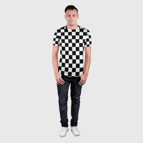 Мужская футболка 3D Slim с принтом Шахматка, вид сбоку #3