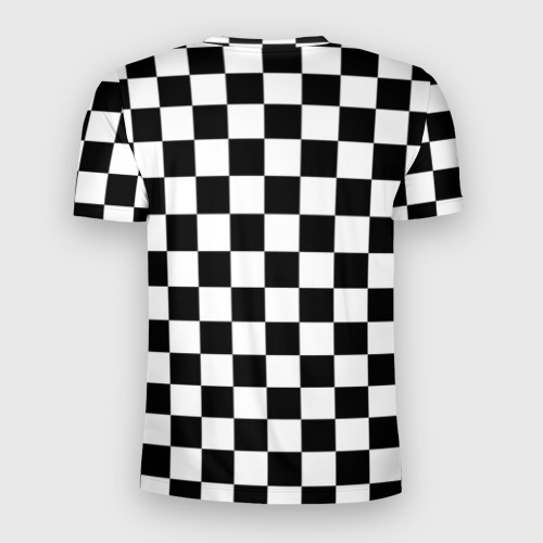 Мужская футболка 3D Slim с принтом Шахматка, вид сзади #1