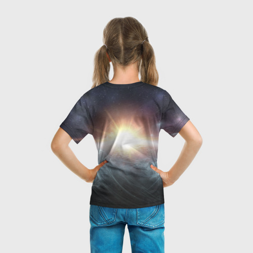Детская футболка 3D с принтом Космос, вид сзади #2
