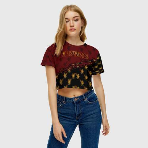 Женская футболка Crop-top 3D LIVERPOOL., цвет 3D печать - фото 4