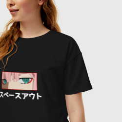 Женская футболка хлопок Oversize Взгляд Zero Two - фото 2