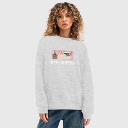 Женский свитшот oversize без начеса хлопок Взгляд Zero Two - фото 2