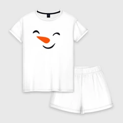 Женская пижама с шортиками хлопок Снеговик