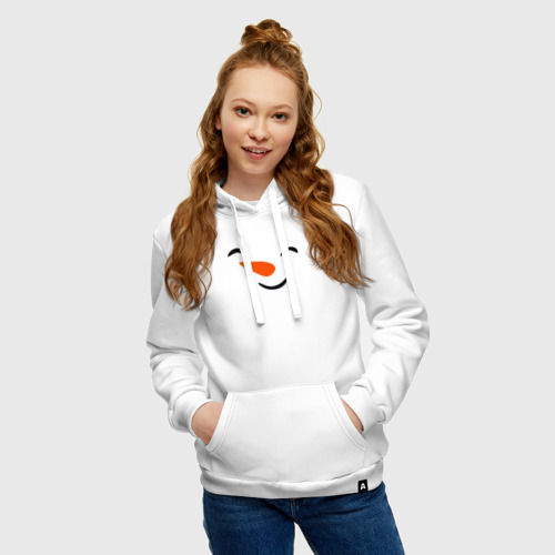 Женская толстовка хлопок Снеговик, цвет белый - фото 3