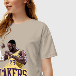 Женская футболка хлопок Oversize LeBron - Lakers - фото 2