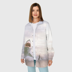 Женская рубашка oversize 3D Мегалодон - фото 2
