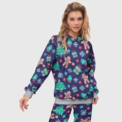 Женский костюм с толстовкой 3D Новый год с прянями паттерн - фото 2