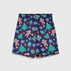 Детские спортивные шорты 3D Новый год с прянями паттерн