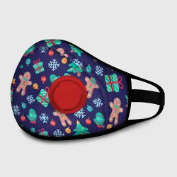 Маска из неопрена Новый год с прянями паттерн