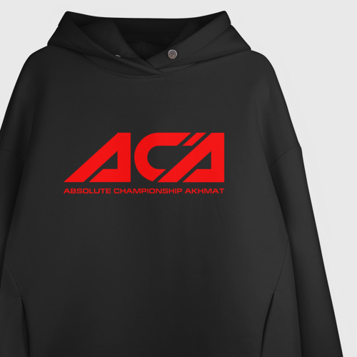 Женское худи Oversize хлопок ACA Absolute Championship Akhmat, цвет черный - фото 3