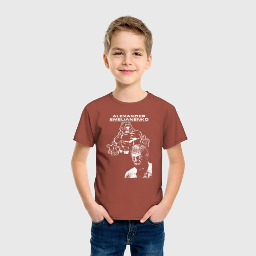 Детская футболка хлопок Александр Емельяненко, цвет кирпичный - фото 3