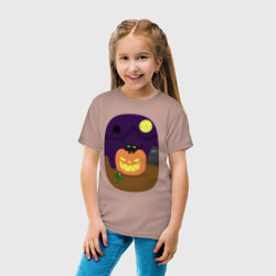 Детская футболка хлопок Яркая тыква и кот на Хэллоуин - фото 2