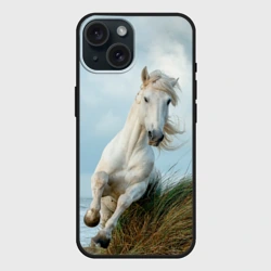 Чехол силиконовый для Apple iPhone 15 матовый Лошадь