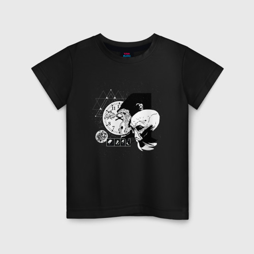Детская футболка хлопок с принтом Abstract Space Monkey, вид спереди #2