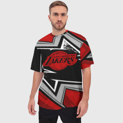 Мужская футболка oversize 3D LA Lakers red - фото 2