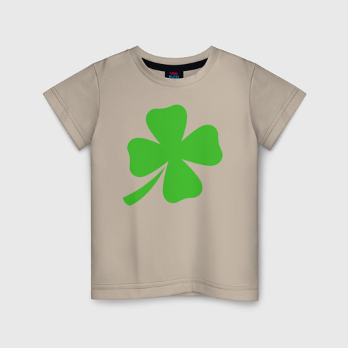 Детская футболка хлопок Клевер на удачу, цвет миндальный