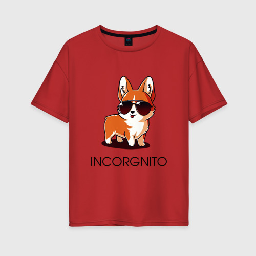 Женская футболка хлопок Oversize Инкоргнито, цвет красный