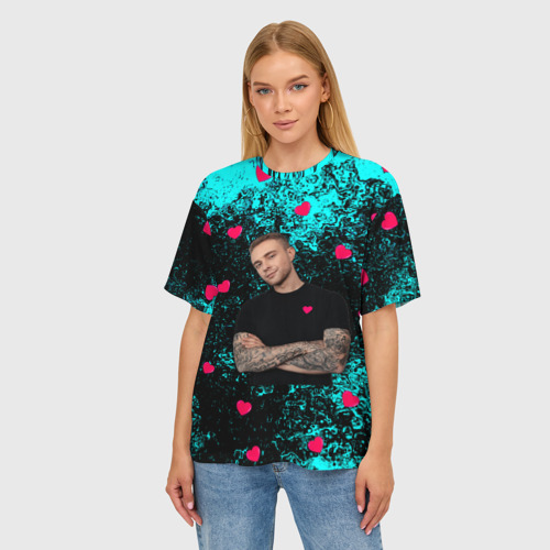 Женская футболка oversize 3D Егор Крид, цвет 3D печать - фото 3