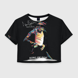 Женская футболка Crop-top 3D Michael Jackson с Автографом