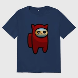Женская футболка хлопок Oversize Among us Cat