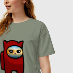 Женская футболка хлопок Oversize Among us Cat - фото 2