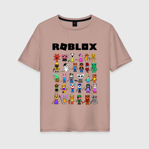 Женская футболка хлопок Oversize Roblox Piggy, цвет пыльно-розовый