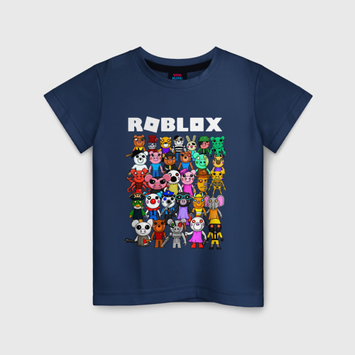 Детская футболка из хлопка с принтом Roblox Piggy, вид спереди №1