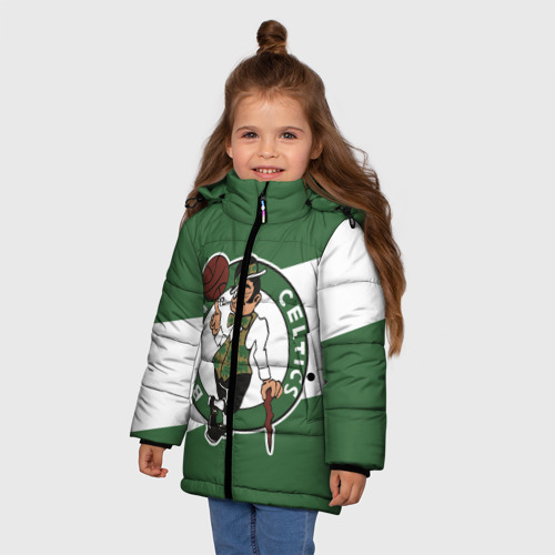 Зимняя куртка для девочек 3D Бостон Селтикс, цвет черный - фото 3