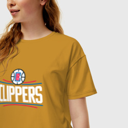 Женская футболка хлопок Oversize Los Angeles Clippers - фото 2