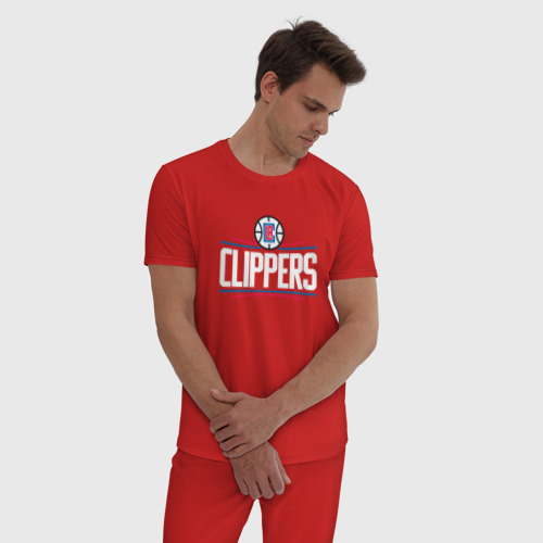 Мужская пижама хлопок с принтом Los Angeles Clippers, фото на моделе #1