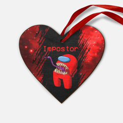 Деревянная игрушка Сердце Among Us - impostor