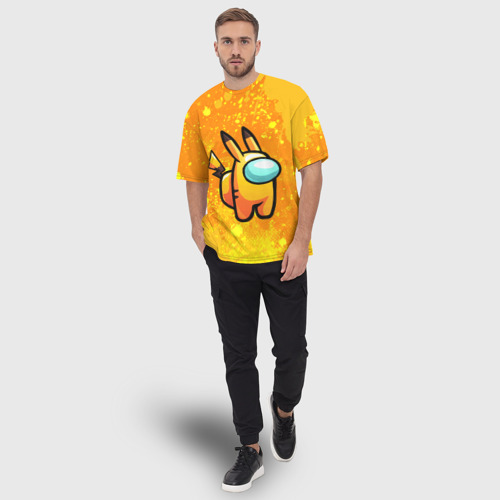 Мужская футболка oversize 3D Among Us - Pikachu, цвет 3D печать - фото 5