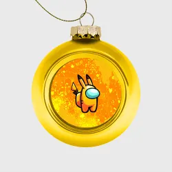Ёлочный шар стеклянный/пластиковый Among Us - Pikachu