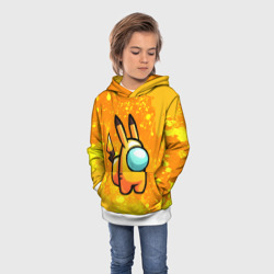 Толстовка с принтом Among Us - Pikachu для ребенка, вид на модели спереди №2. Цвет основы: белый