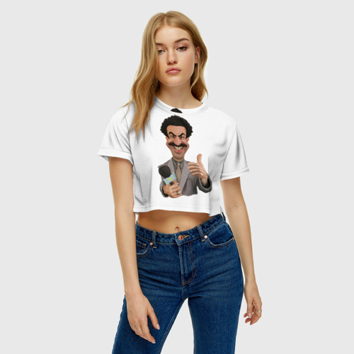 Женская футболка Crop-top 3D Борат, цвет 3D печать - фото 4