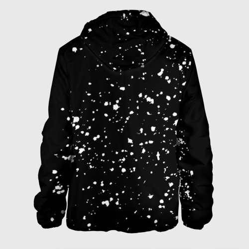 Мужская куртка 3D с принтом Каллиграфия на чёрном фоне, вид сзади #1