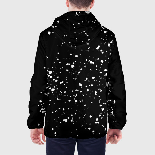 Мужская куртка 3D с принтом Каллиграфия на чёрном фоне, вид сзади #2