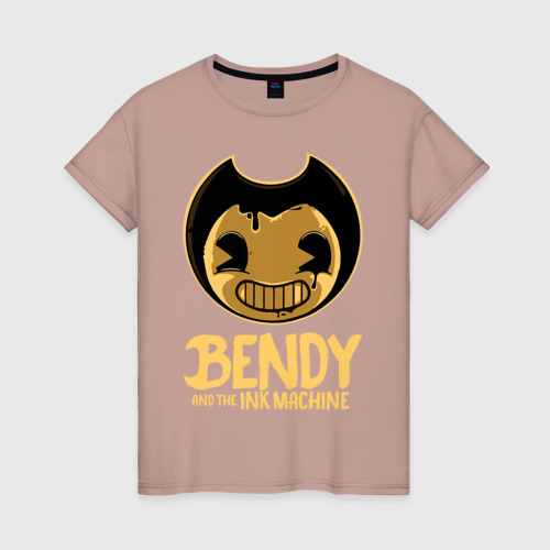 Женская футболка хлопок Bendy And The Ink Machine, цвет пыльно-розовый