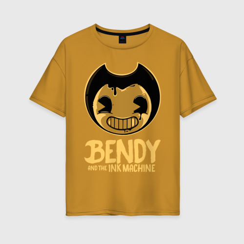 Женская футболка хлопок Oversize Bendy And The Ink Machine, цвет горчичный