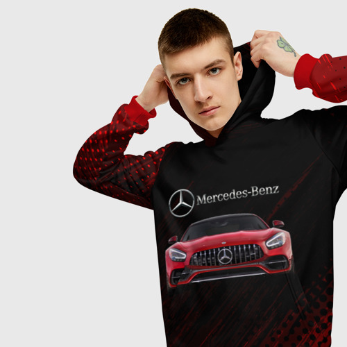Мужская толстовка 3D Mercedes Benz AMG, цвет красный - фото 5