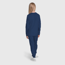 Пижама с принтом Among Us для ребенка, вид на модели сзади №3. Цвет основы: темно-синий