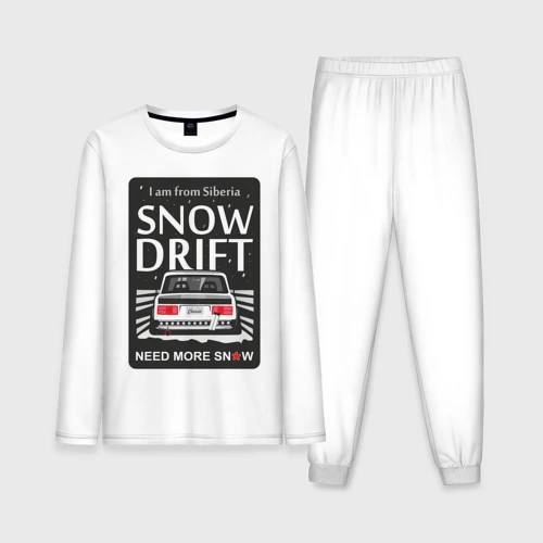 Мужская пижама с лонгсливом хлопок From Siberia with snow drift classic