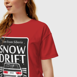Женская футболка хлопок Oversize From Siberia with snow drift classic - фото 2