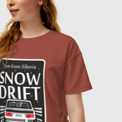 Женская футболка хлопок Oversize From Siberia with snow drift classic - фото 2