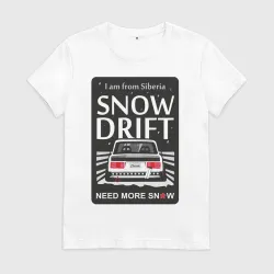 Женская футболка хлопок From Siberia with snow drift classic