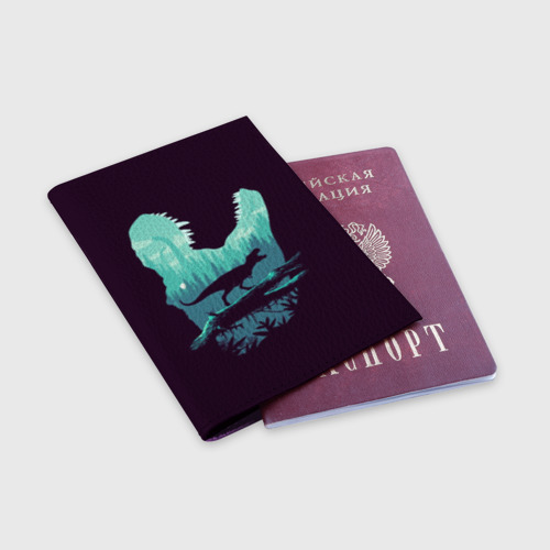 Обложка для паспорта матовая кожа T-Rex, цвет фиолетовый - фото 3